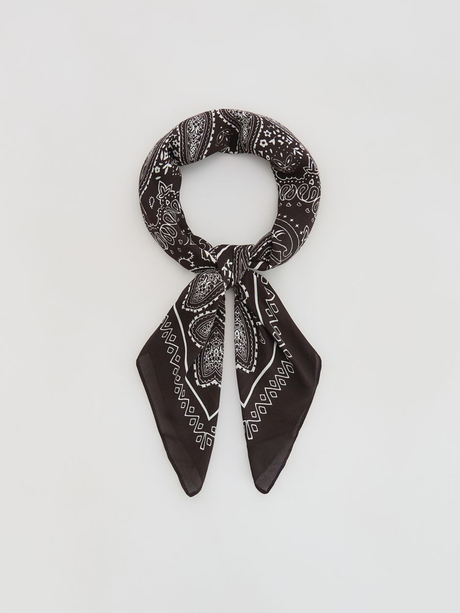 Patterned neckerchief - dark brown - RESERVED