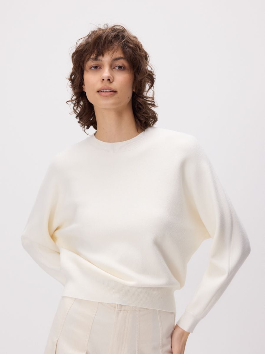 Pull à coupe regular en viscose majoritaire - nude - RESERVED - 3