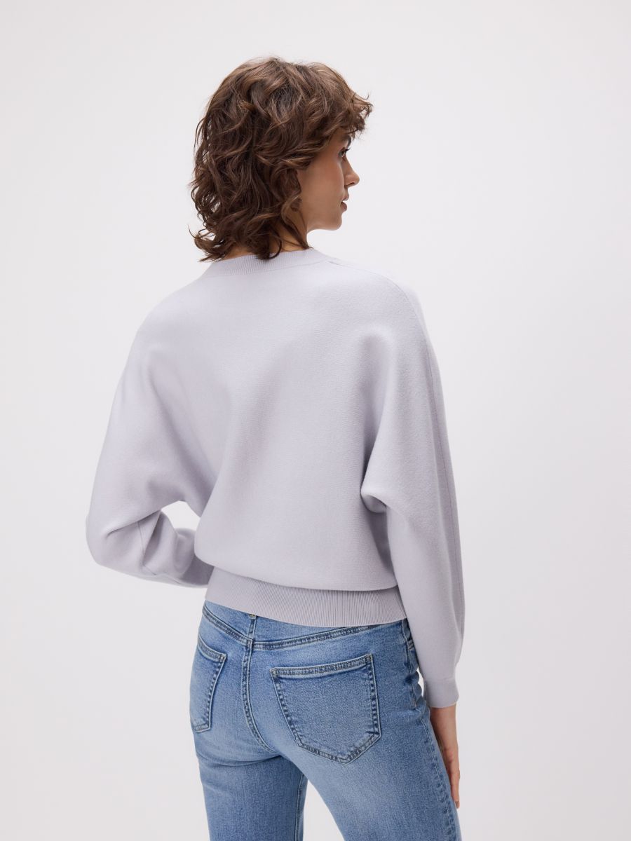 Regular fit viscose rich jumper - light grey - RESERVED - 3