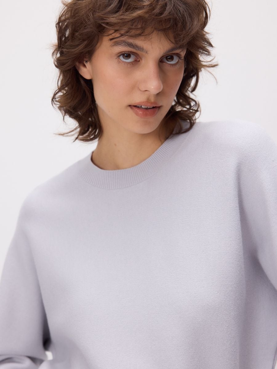 Regular fit viscose rich jumper - light grey - RESERVED - 4
