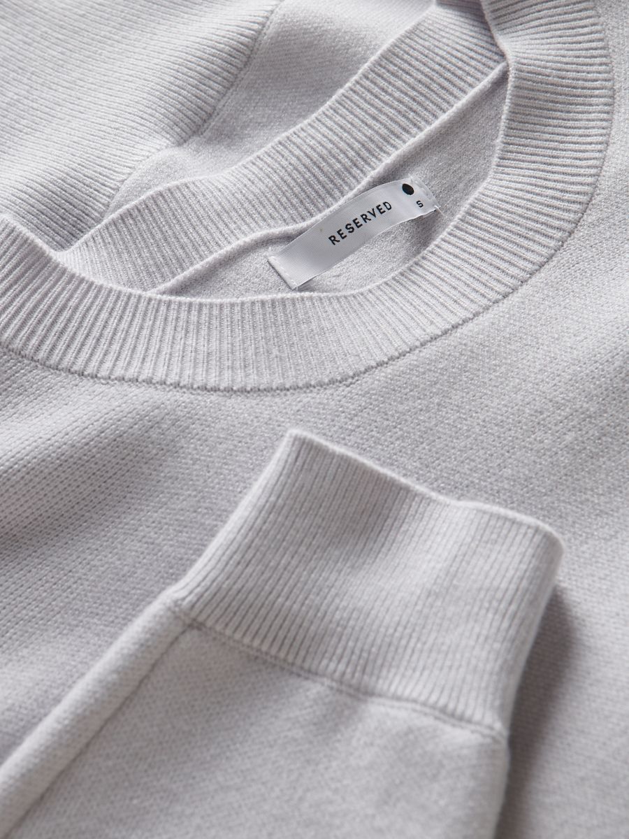 Regular fit viscose rich jumper - light grey - RESERVED - 6