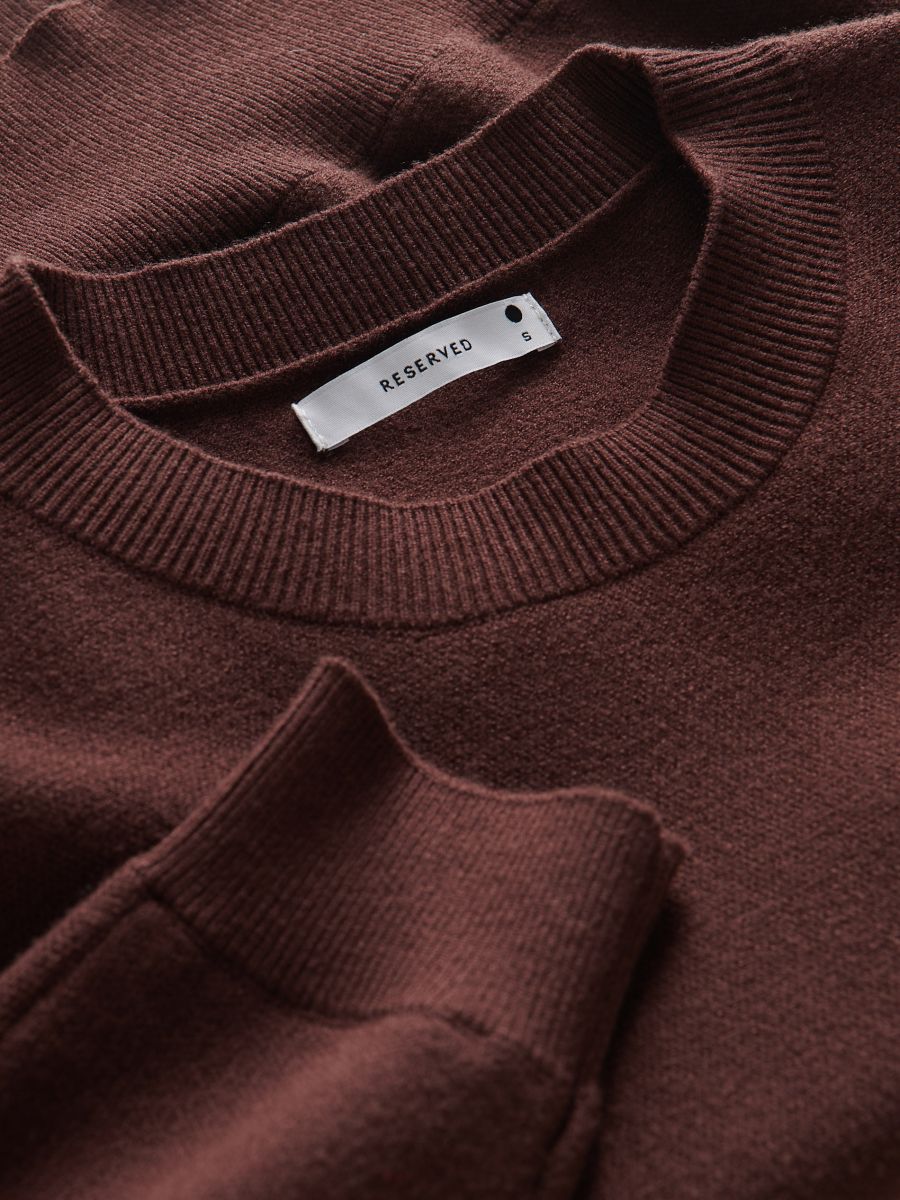 Regular fit viscose rich jumper - dark brown - RESERVED - 2