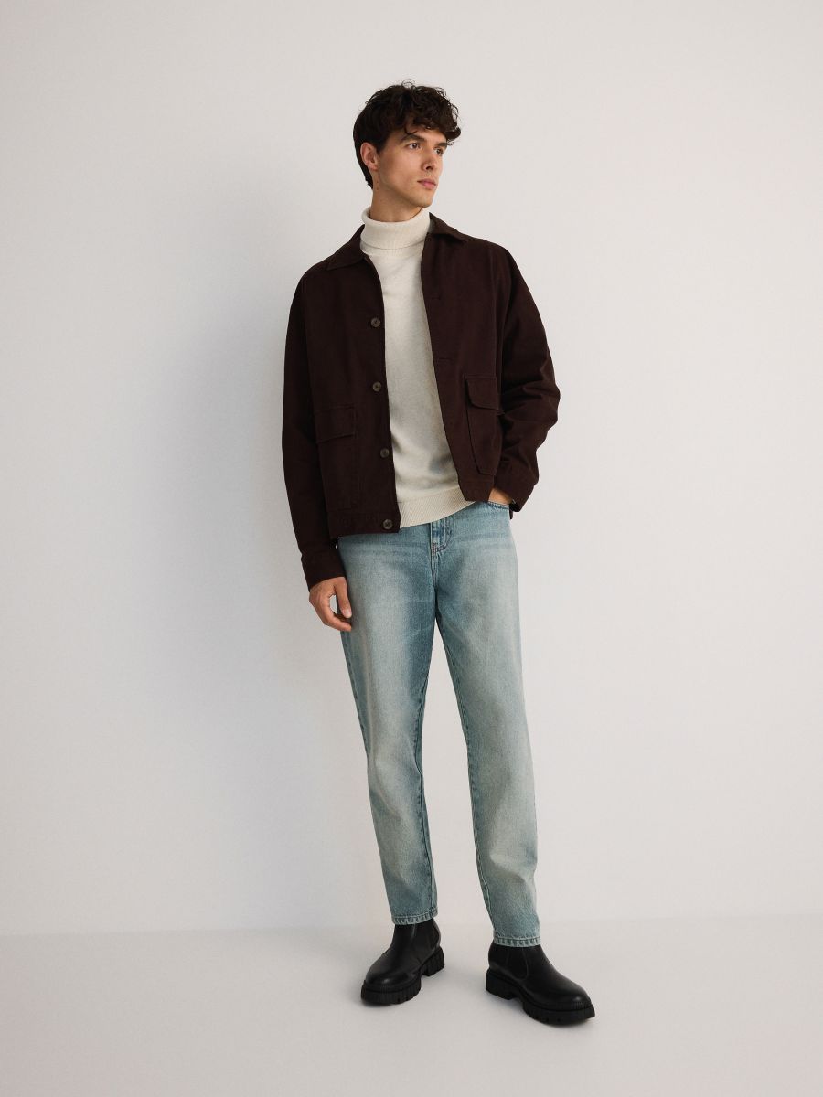Maglione in cotone a collo alto - nude - RESERVED - 4