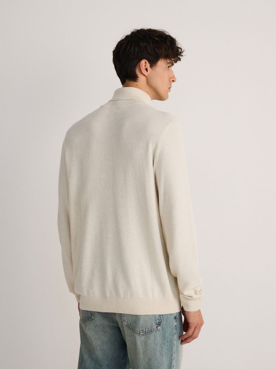 Maglione in cotone a collo alto - nude - RESERVED - 5