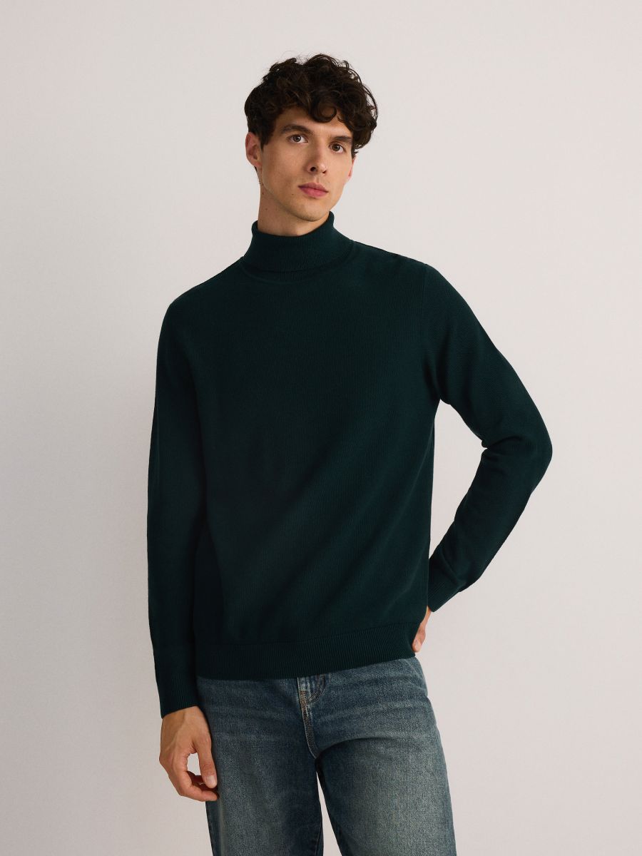 Basic turtleneck jumper Color dark turquoise RESERVED 6605H 69X