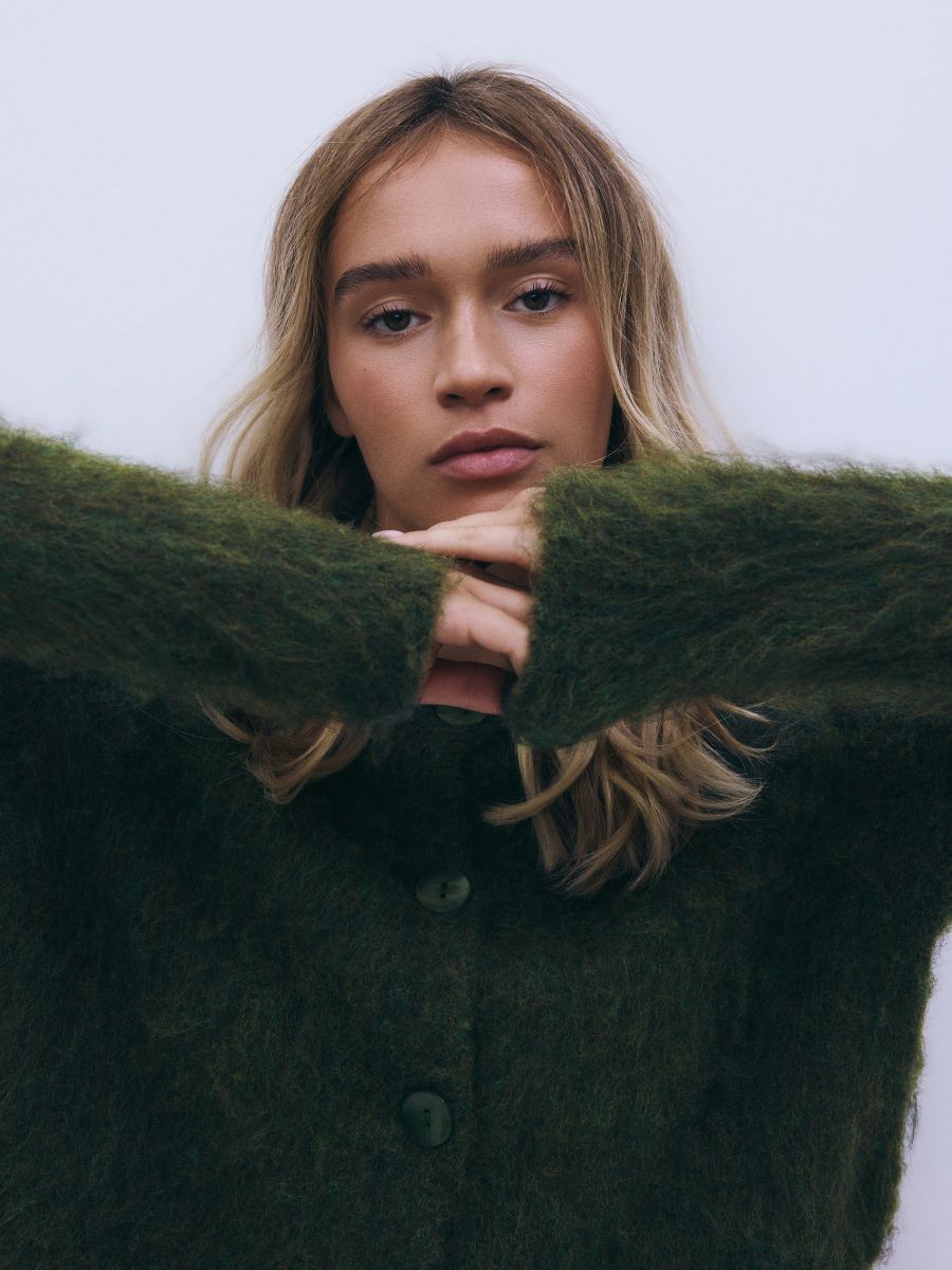 LADIES` SWEATER - light olive - RESERVED