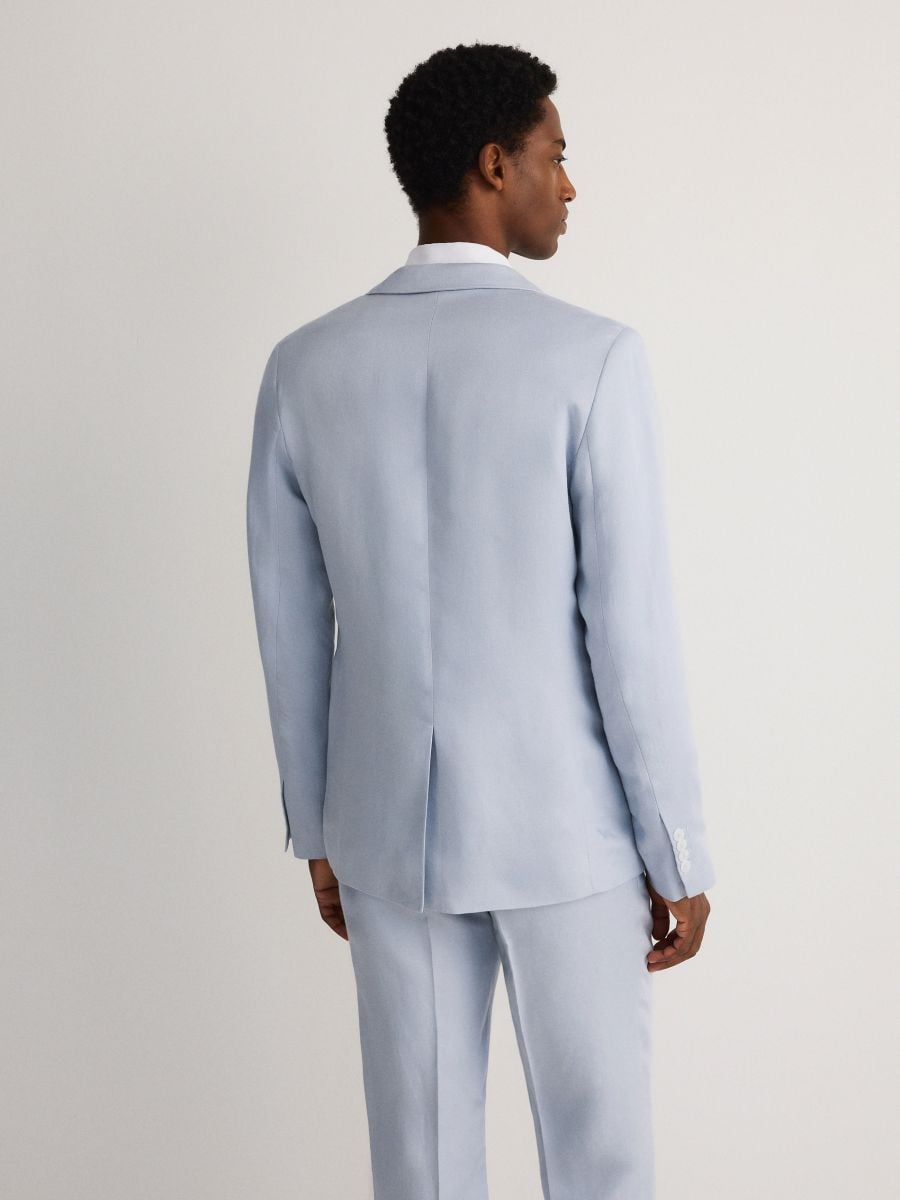 Regular fit blazer with linen blend - pale blue - RESERVED - 4