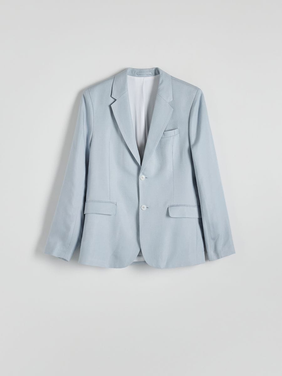 Regular fit blazer with linen blend - pale blue - RESERVED - 5