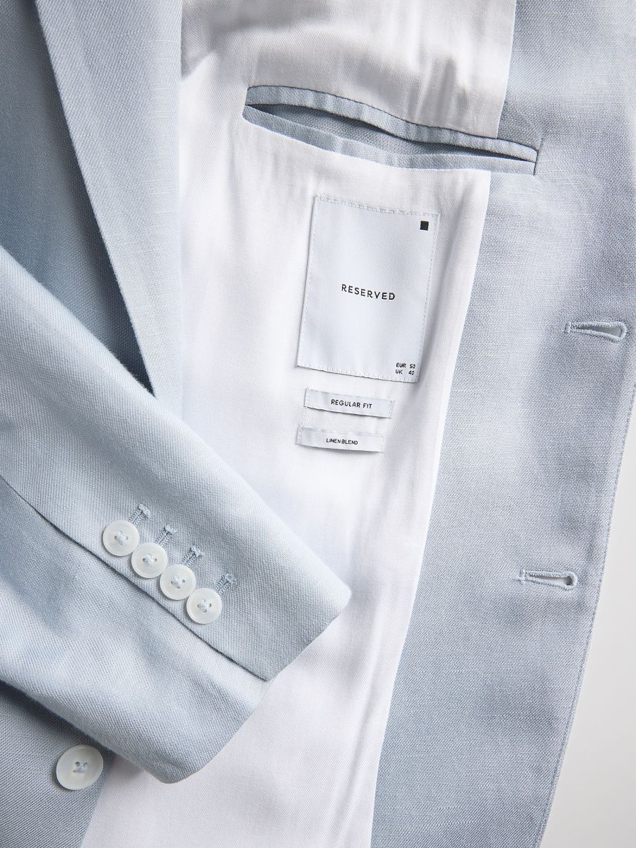 Regular fit blazer with linen blend - pale blue - RESERVED - 6