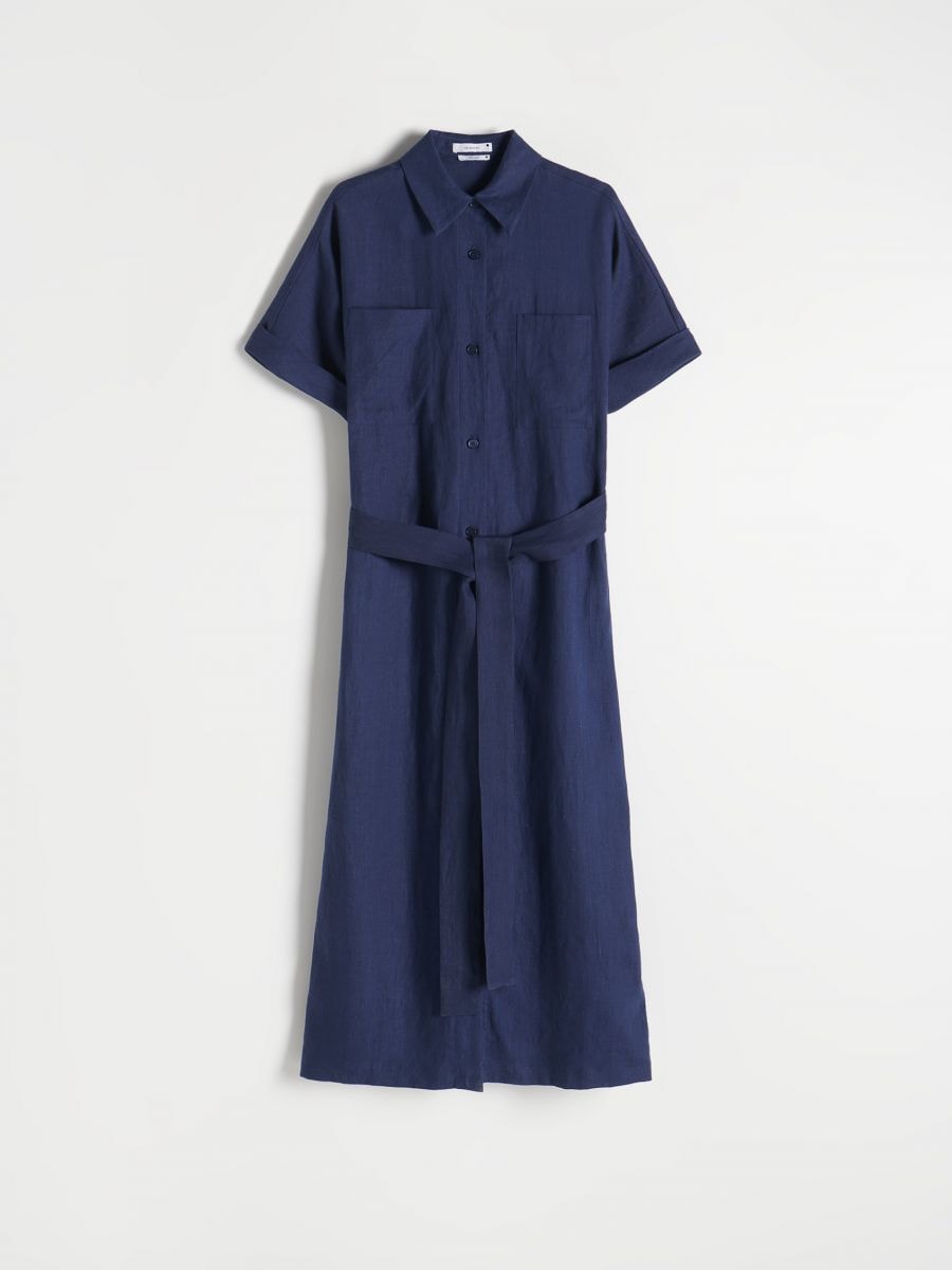 Navy linen shirt dress outlet