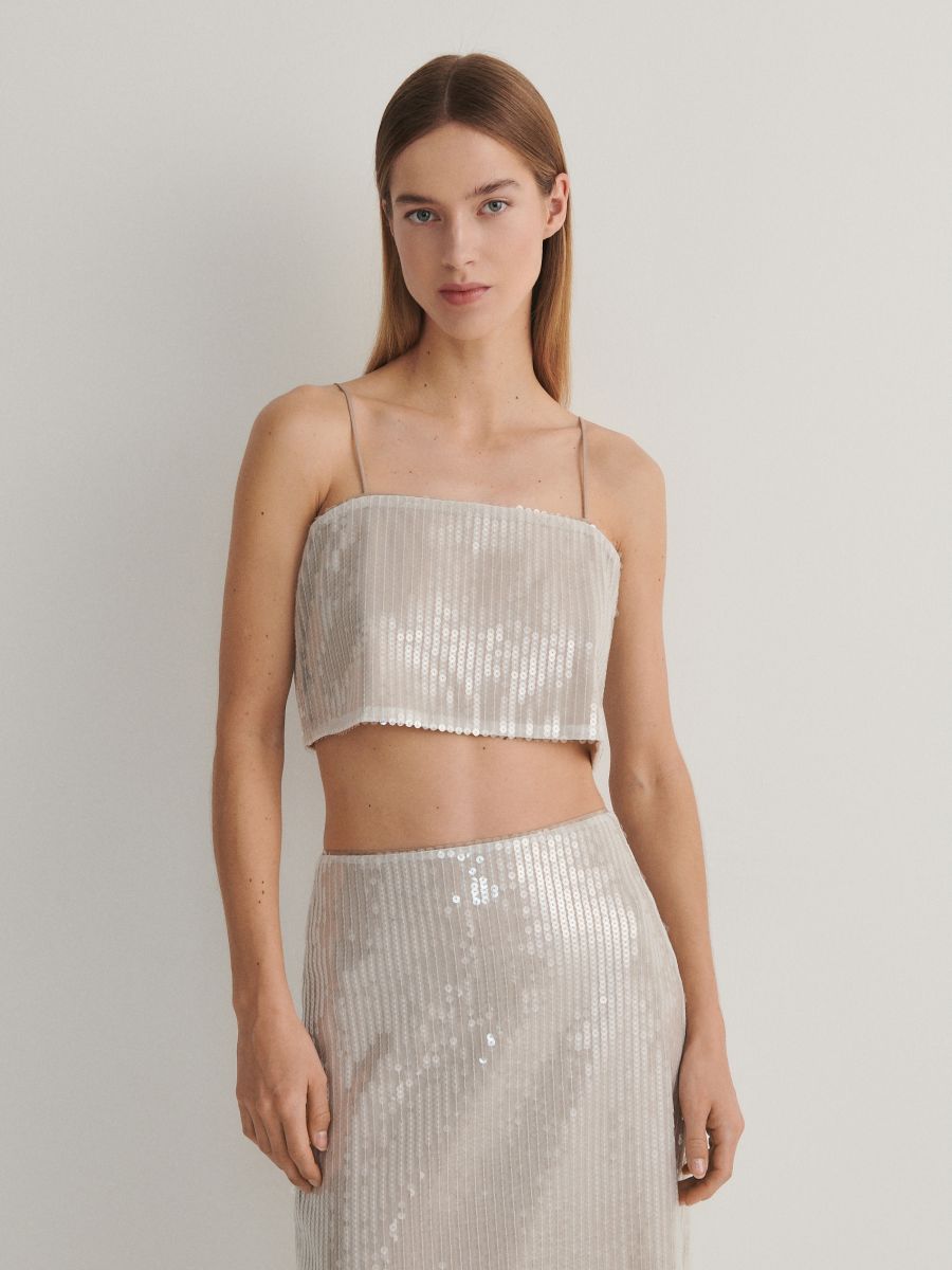 Beige sequin top clearance