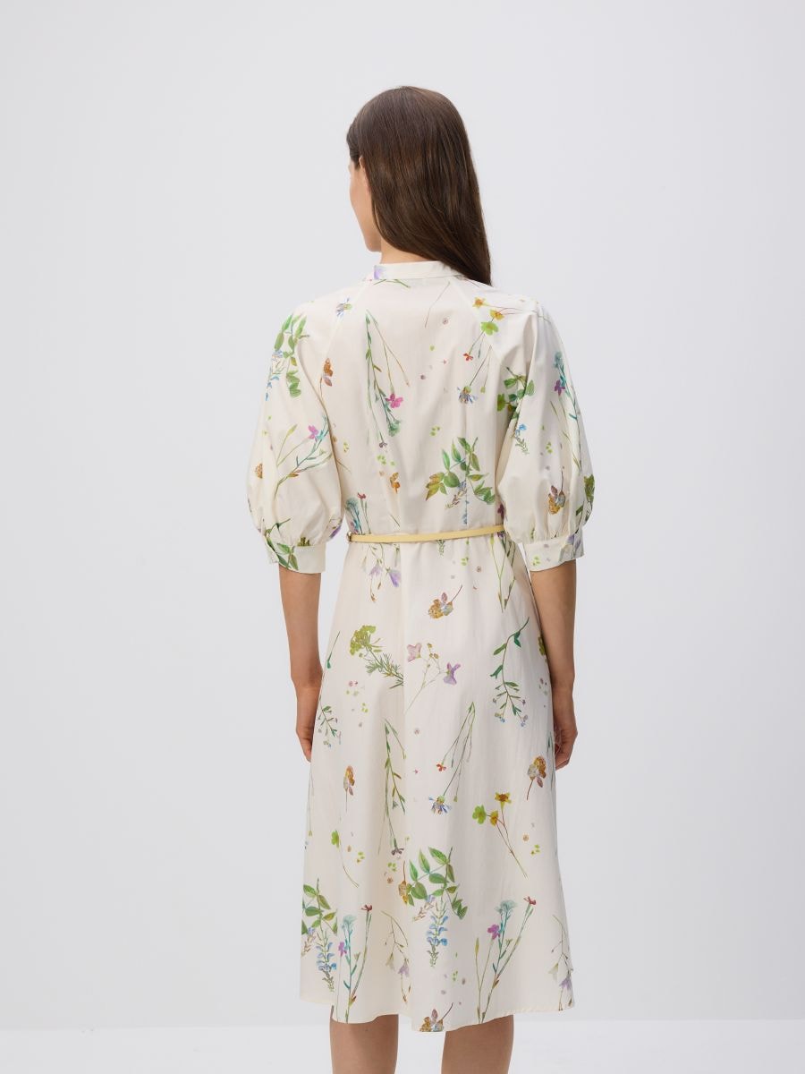 Midi dress with floral pattern - multicolor - RESERVED - 4