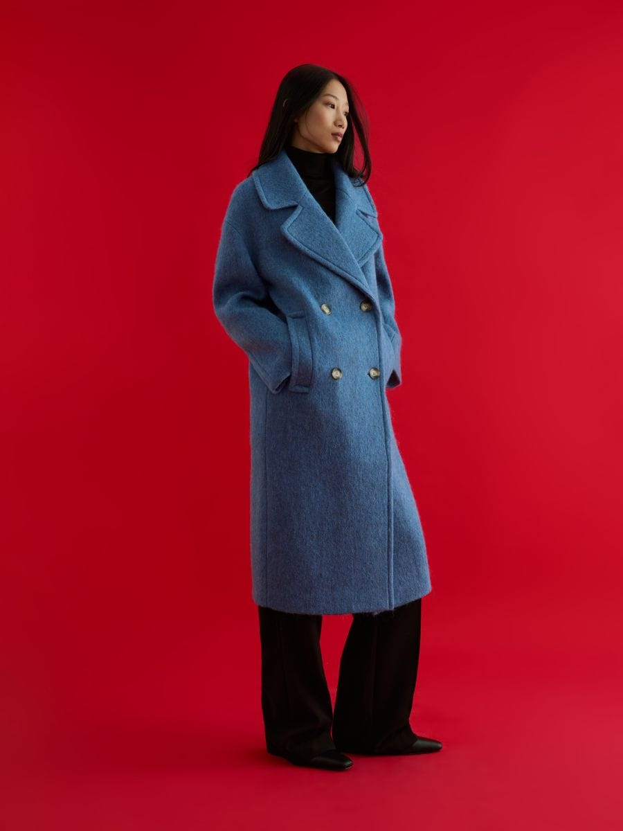 Alpaca wool blend coat - light blue - RESERVED - 2