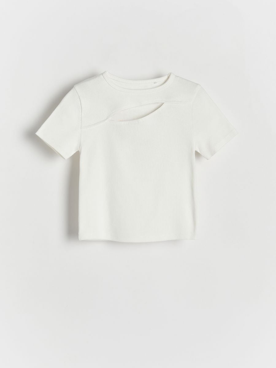 T-shirt z wycięciem - biały - RESERVED