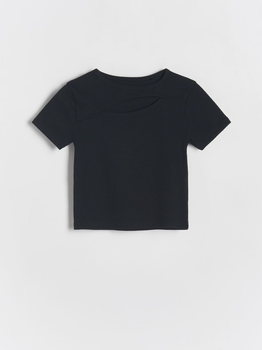 Cold shoulder T-shirt - black - RESERVED