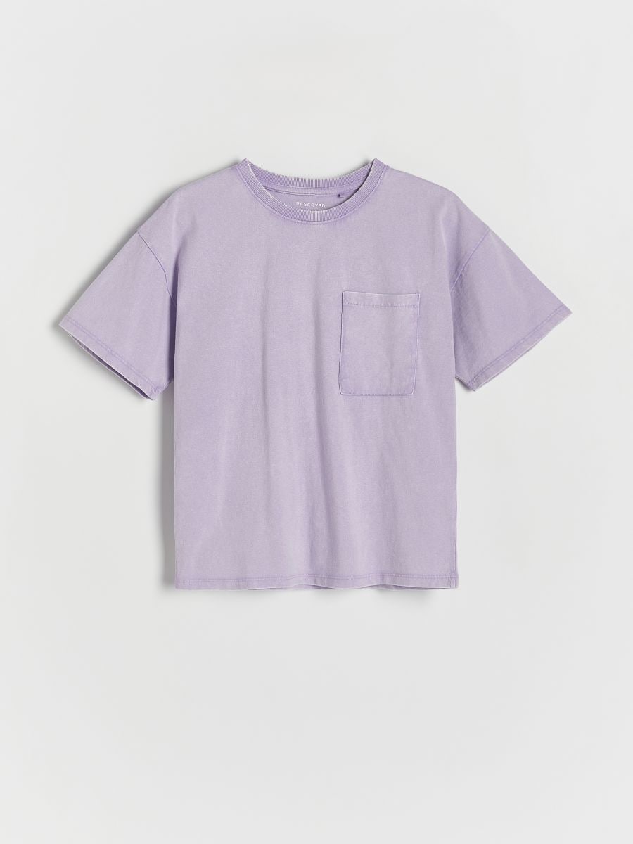 T-shirt med tvättad finish - LAVENDEL - RESERVED