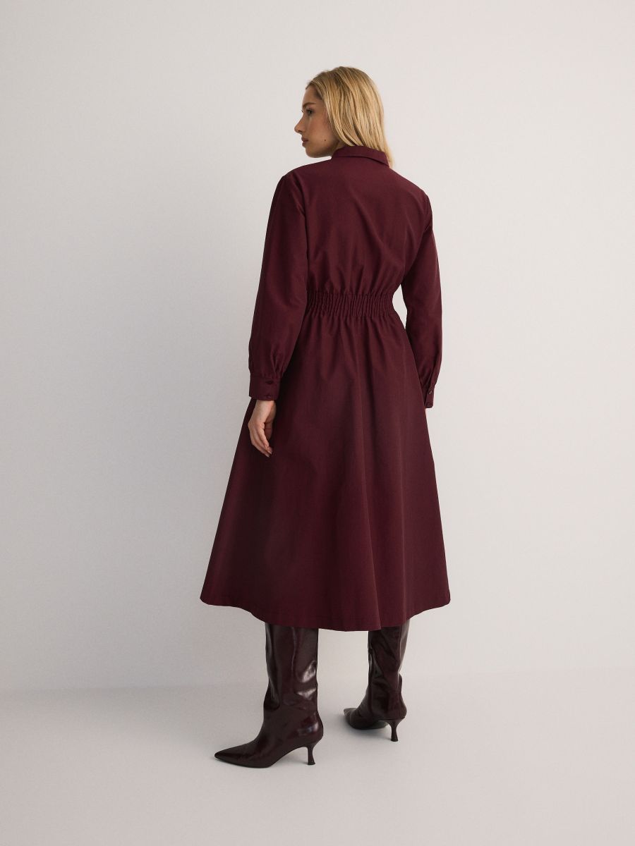 Sukienka midi z suwakiem Kolor burgundowy - RESERVED - 6644B-53X
