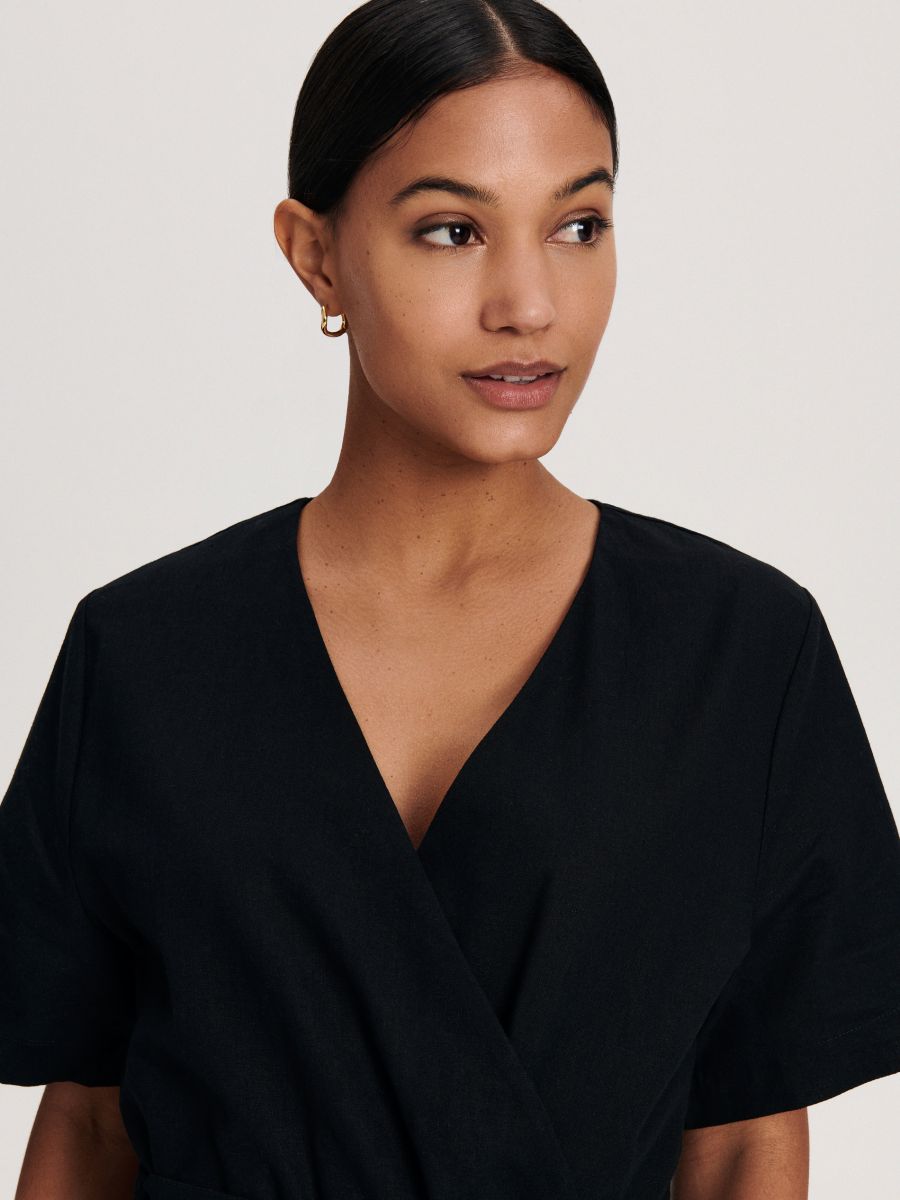 Linen blend playsuit - black - RESERVED - 2