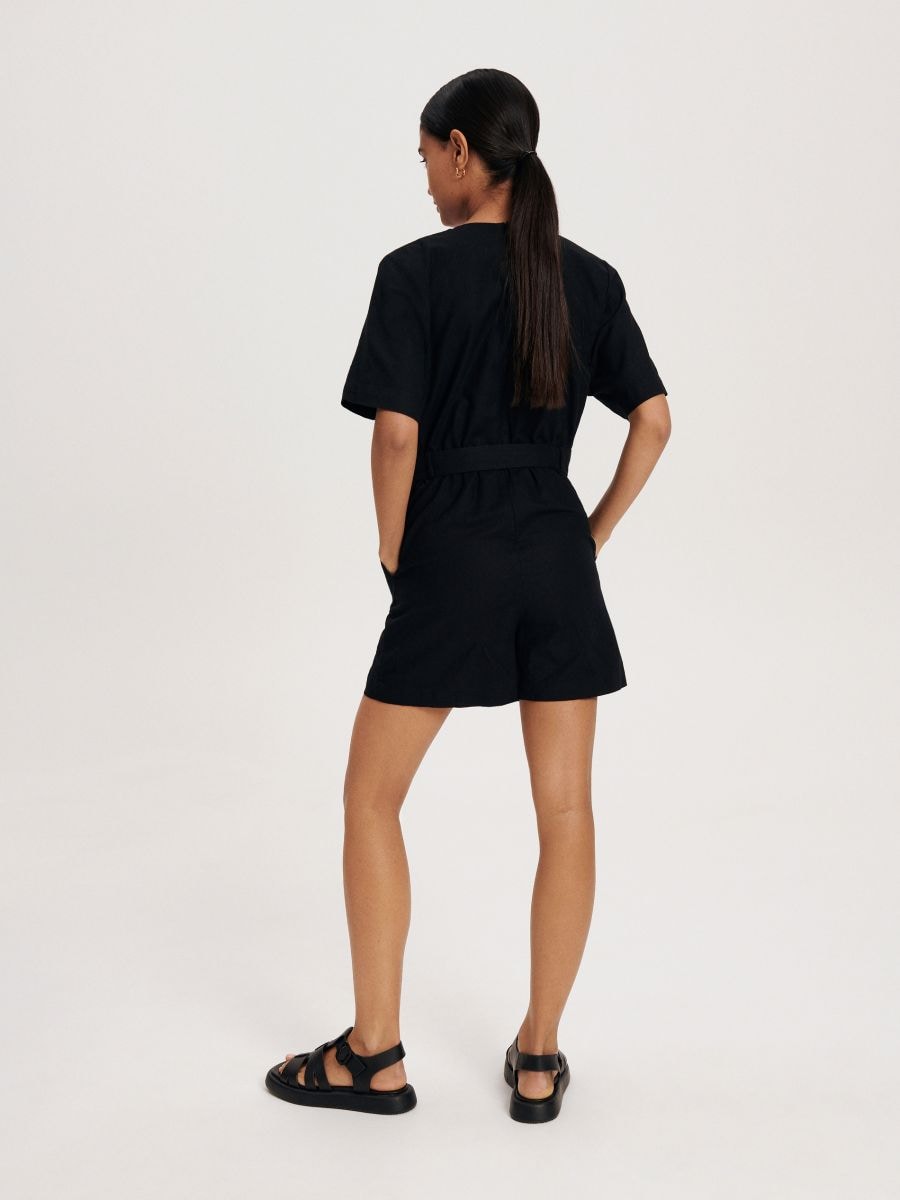 Linen blend playsuit - black - RESERVED - 3