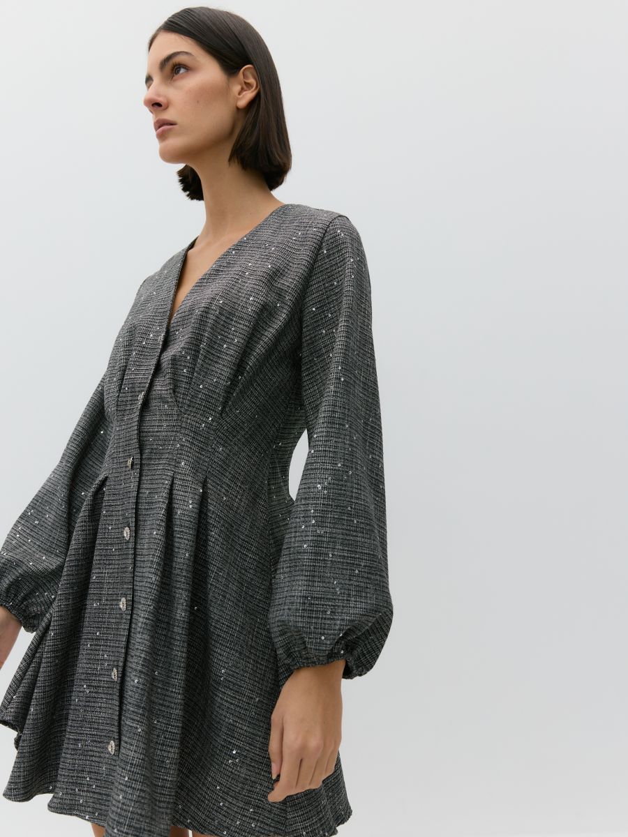 Mini dress with decorative buttons - mid grey - RESERVED - 3
