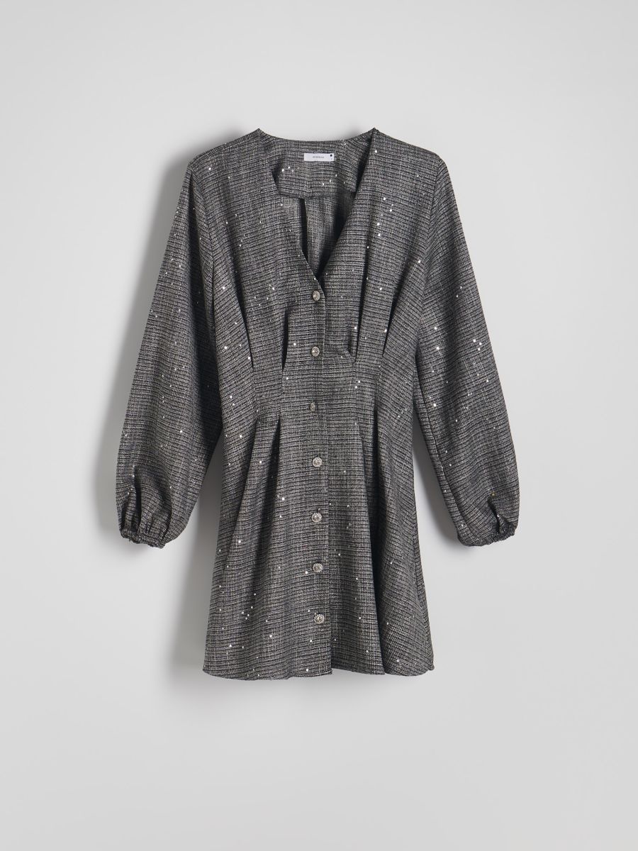 Mini dress with decorative buttons - mid grey - RESERVED - 5