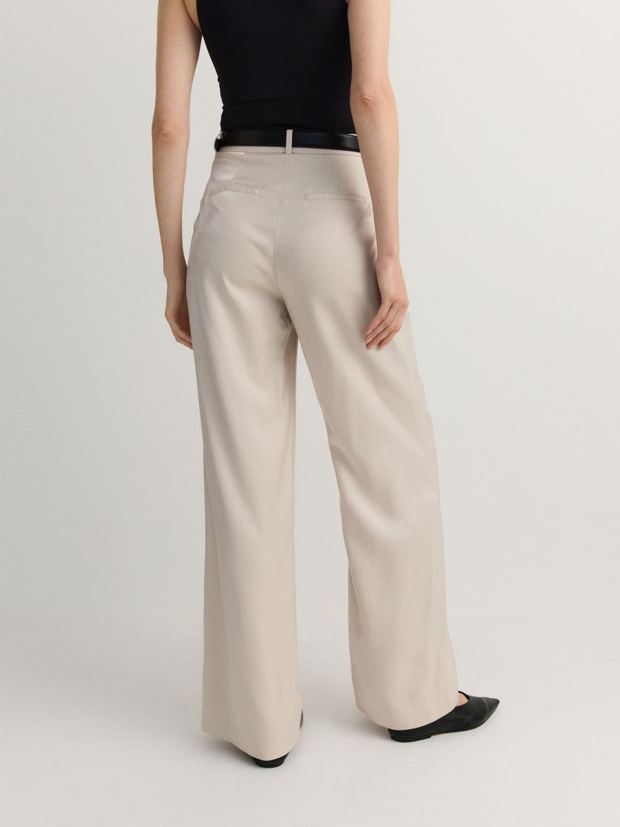 Shiny viscose trousers - beige - RESERVED - 6