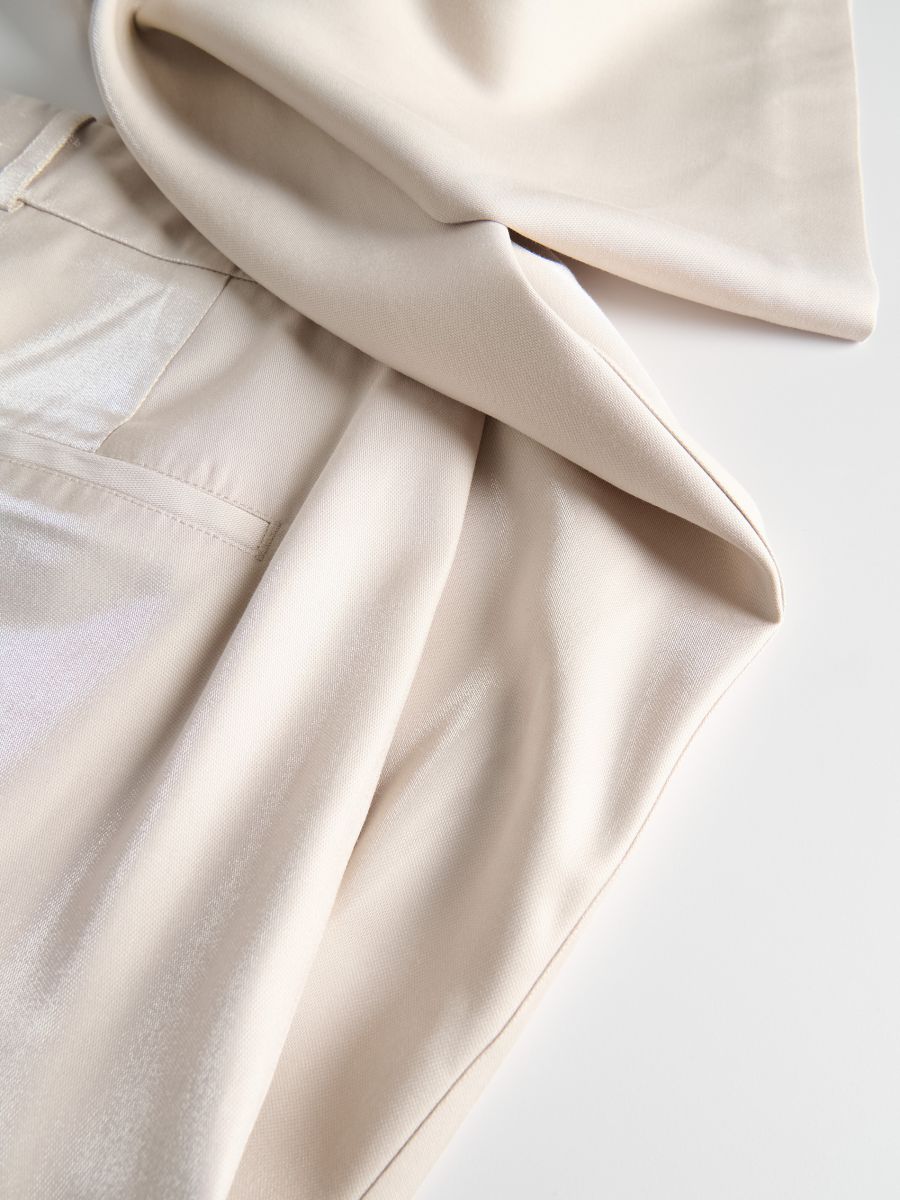 Shiny viscose trousers - beige - RESERVED - 2