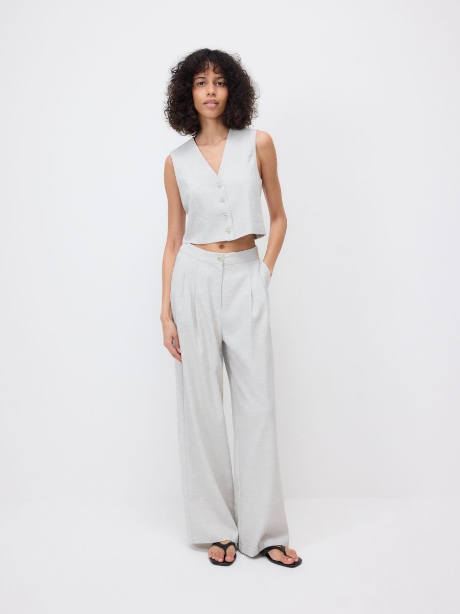 Linen rich trousers with viscose blend - light grey - RESERVED - 2
