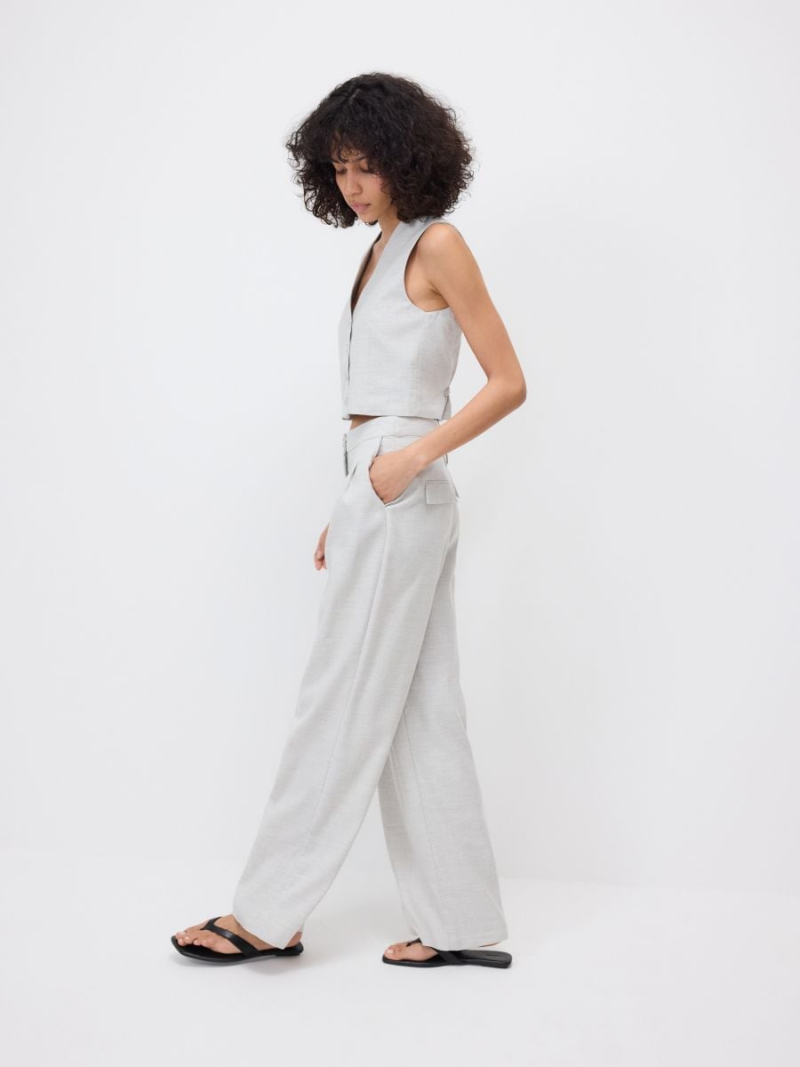 Linen rich trousers with viscose blend - light grey - RESERVED - 3