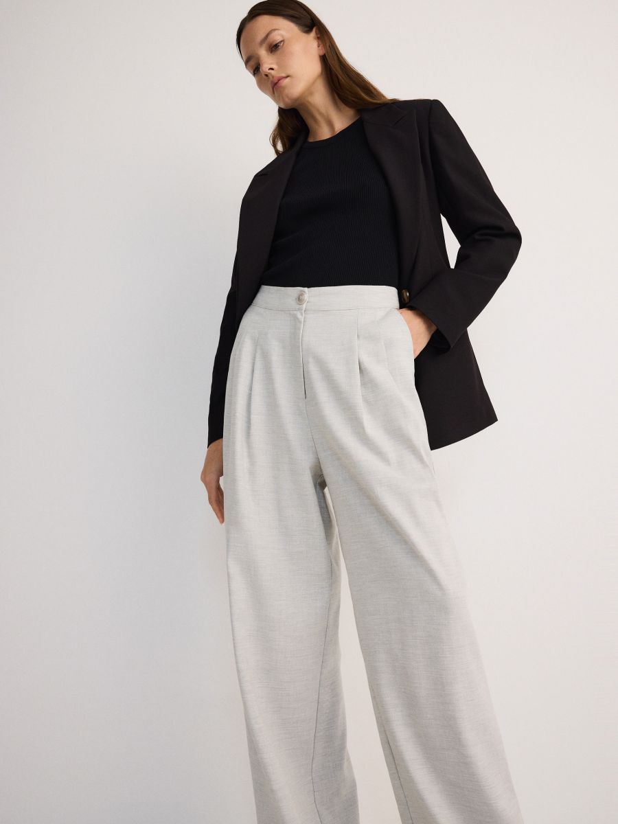 Linen rich trousers with viscose blend - light grey - RESERVED - 2