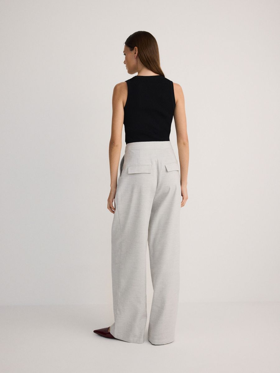 Linen rich trousers with viscose blend - light grey - RESERVED - 3