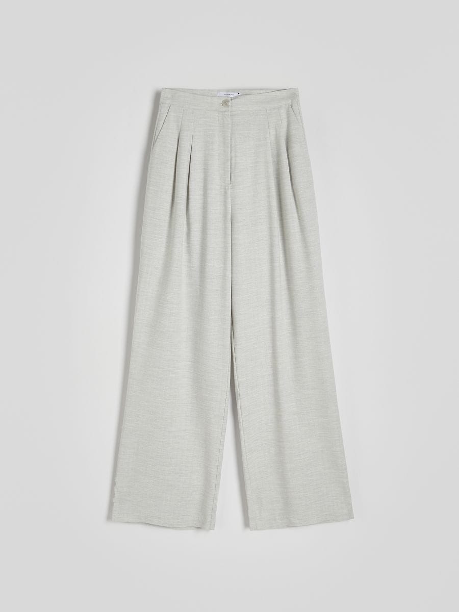 Linen rich trousers with viscose blend - light grey - RESERVED - 4