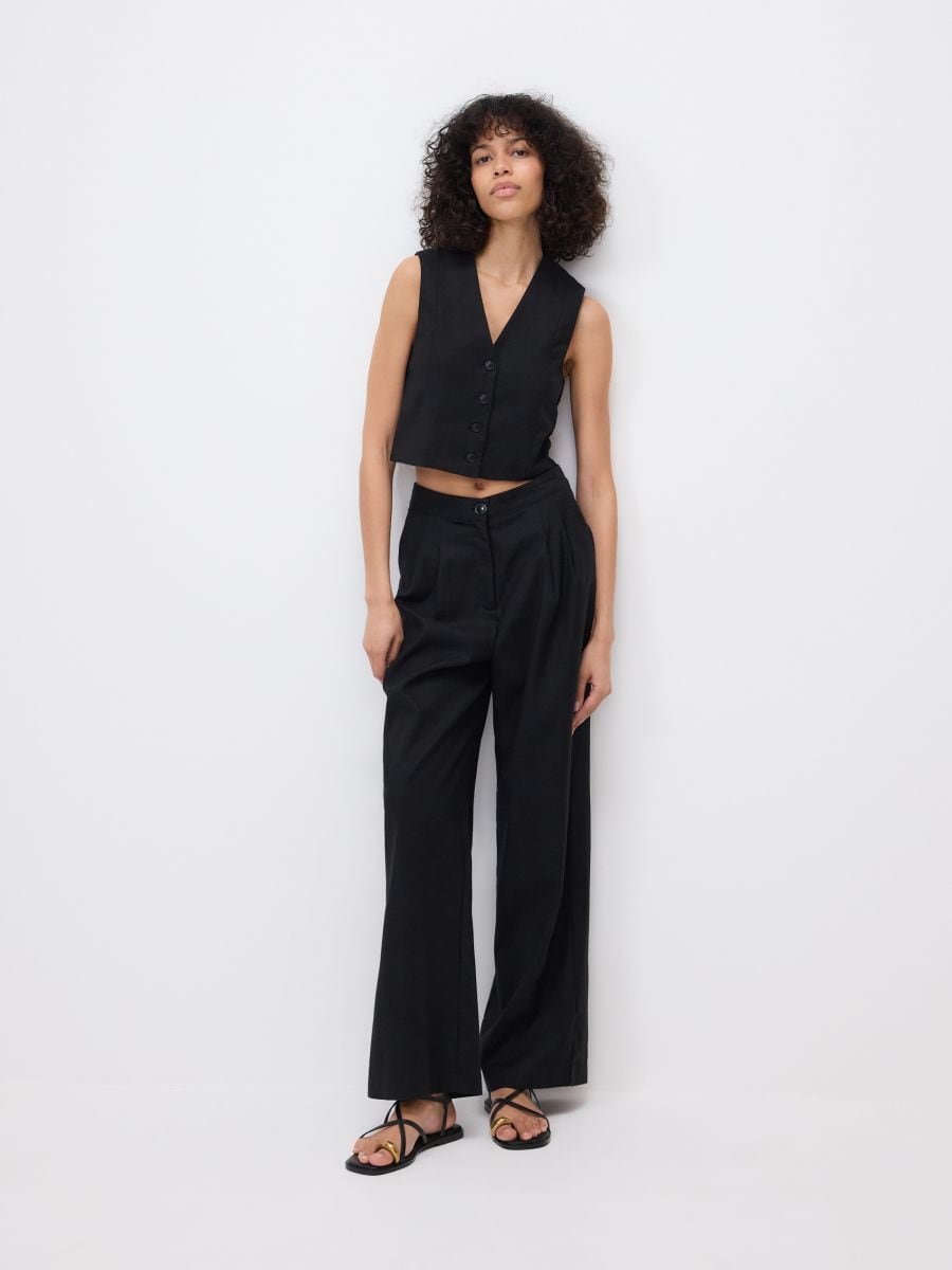 Linen rich trousers with viscose blend - black - RESERVED - 3