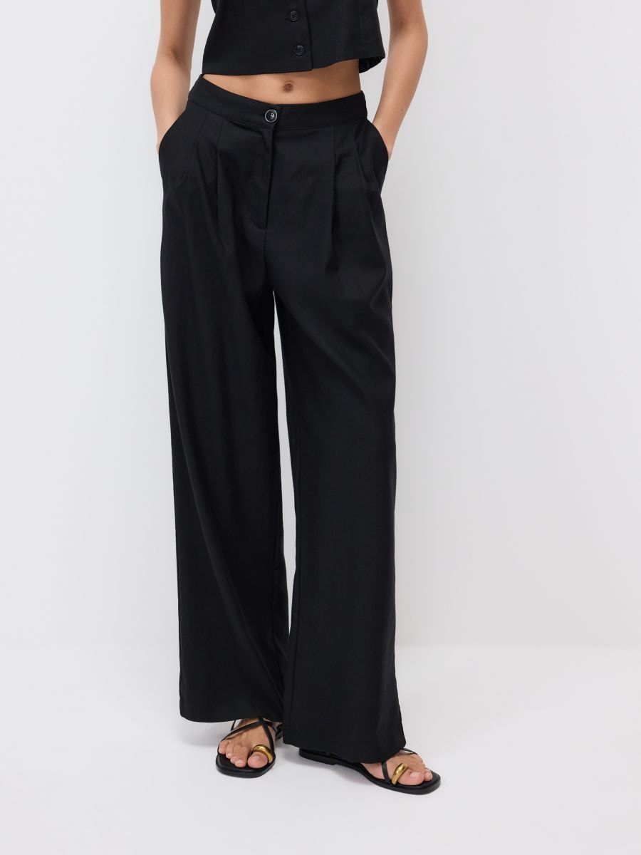 Linen rich trousers with viscose blend - black - RESERVED - 2
