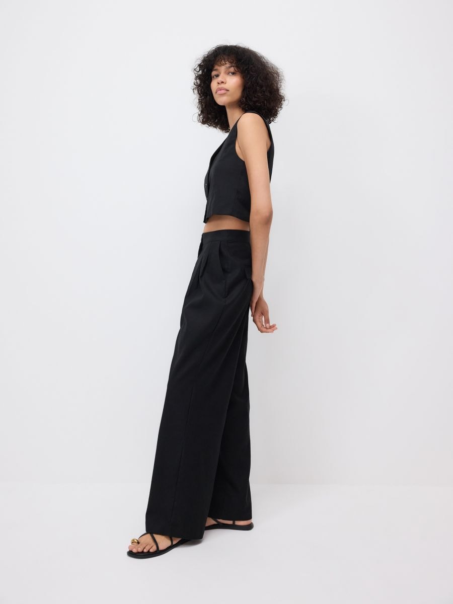 Linen rich trousers with viscose blend - black - RESERVED - 4