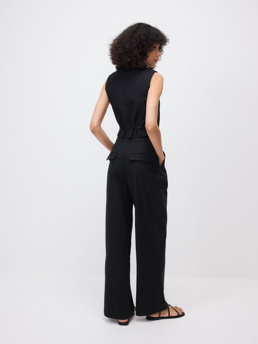 Linen rich trousers with viscose blend - black - RESERVED - 5