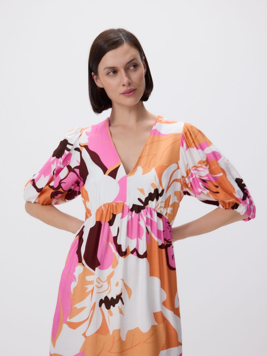 Robe midi en viscose majoritaire - Multicolore - RESERVED - 2