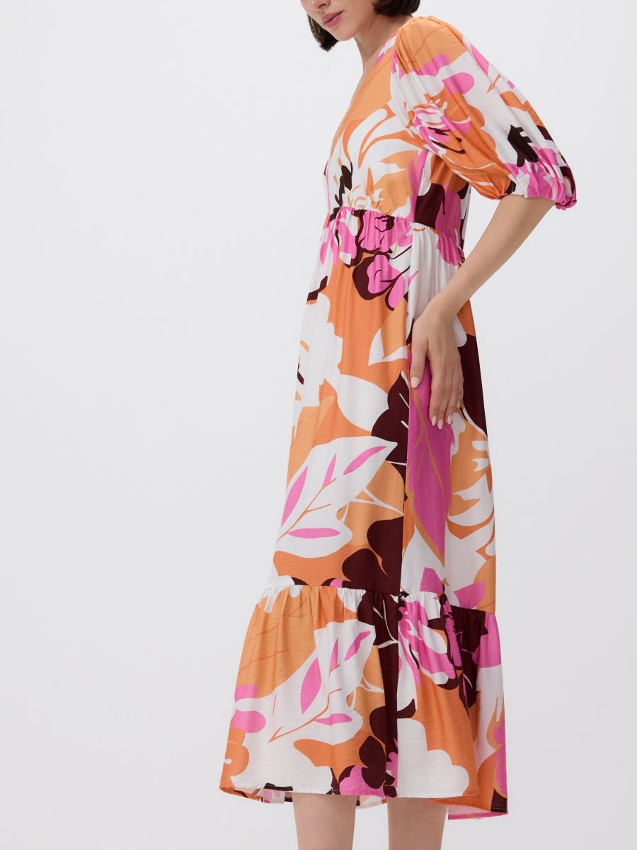 Robe midi en viscose majoritaire - Multicolore - RESERVED - 3