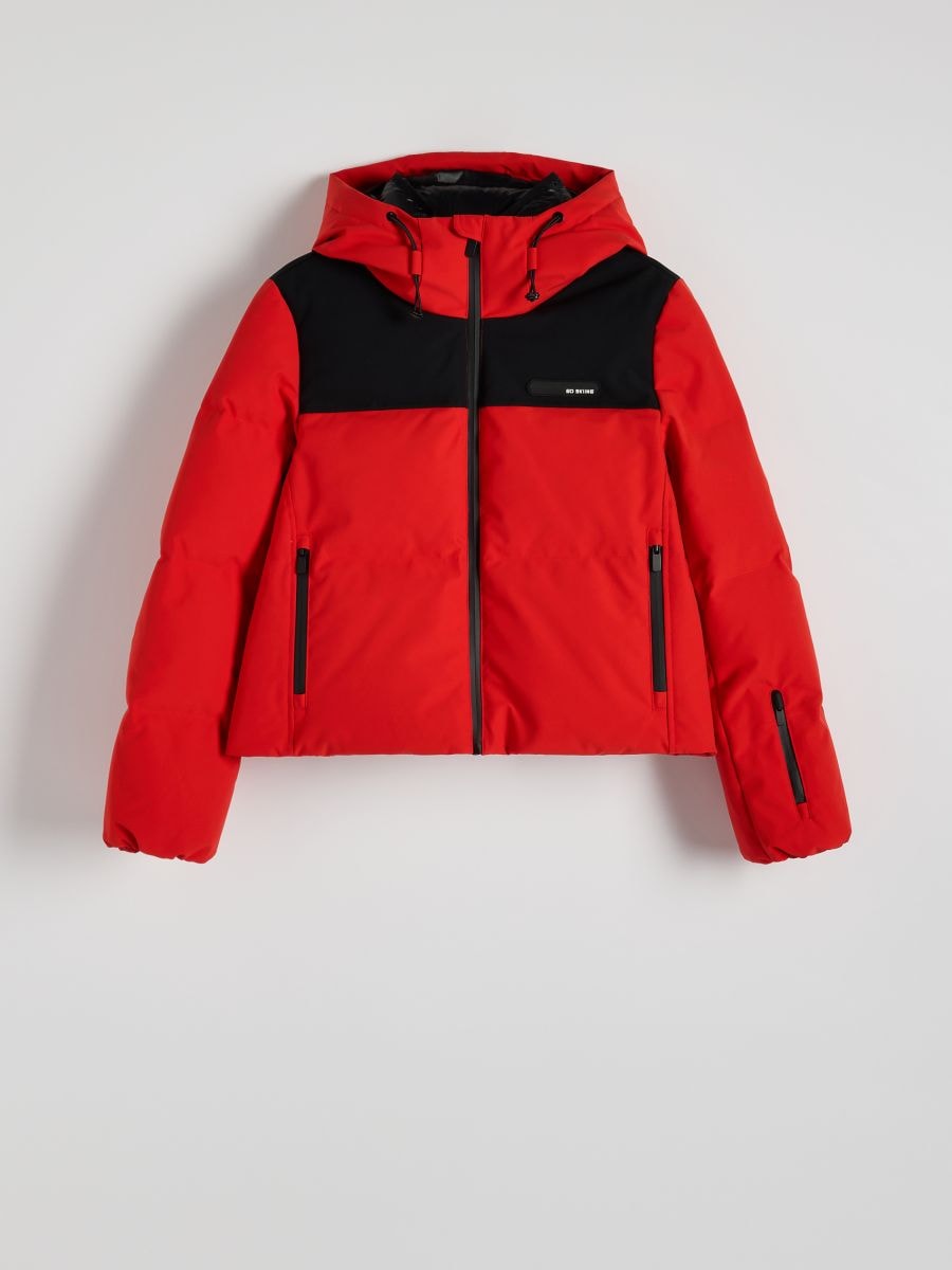 Red jacket with hood clearance
