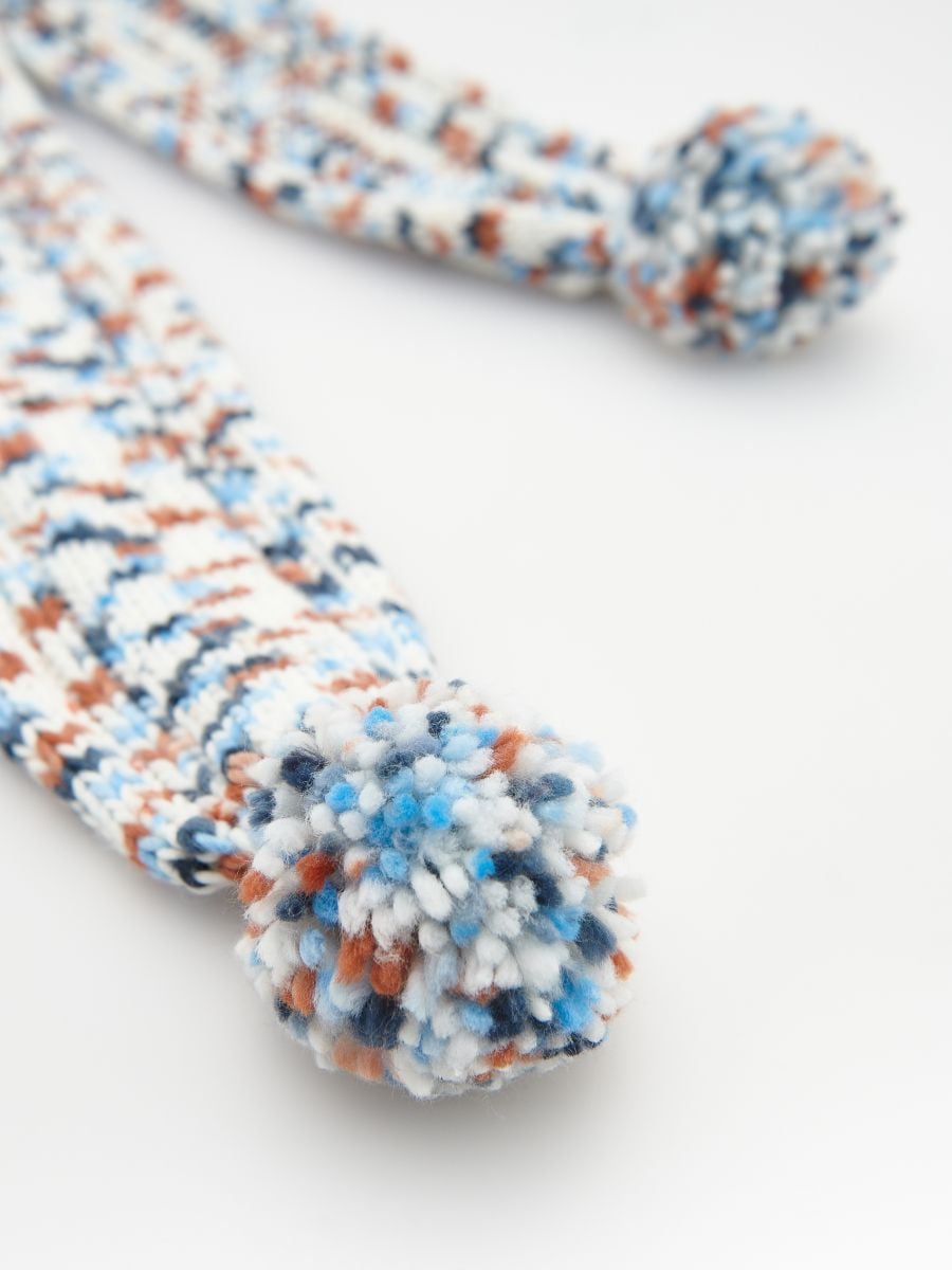 Scarf with pom poms - multicolor - RESERVED - 3