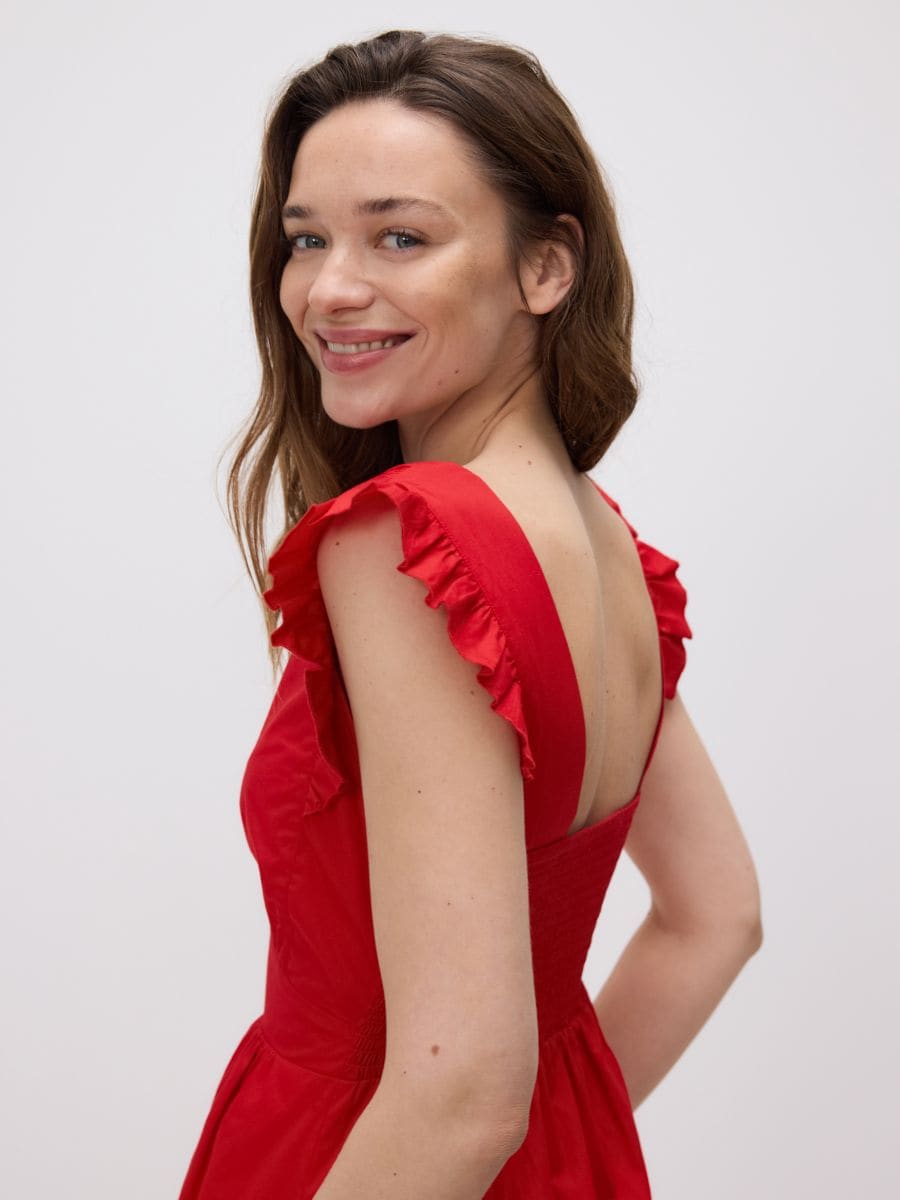 Midi dress with ruffles - red - RESERVED - 2