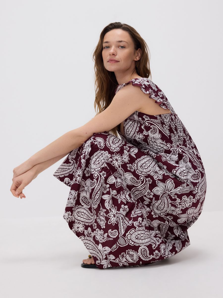 Midi haljina s dezenom - bordo - RESERVED - 3