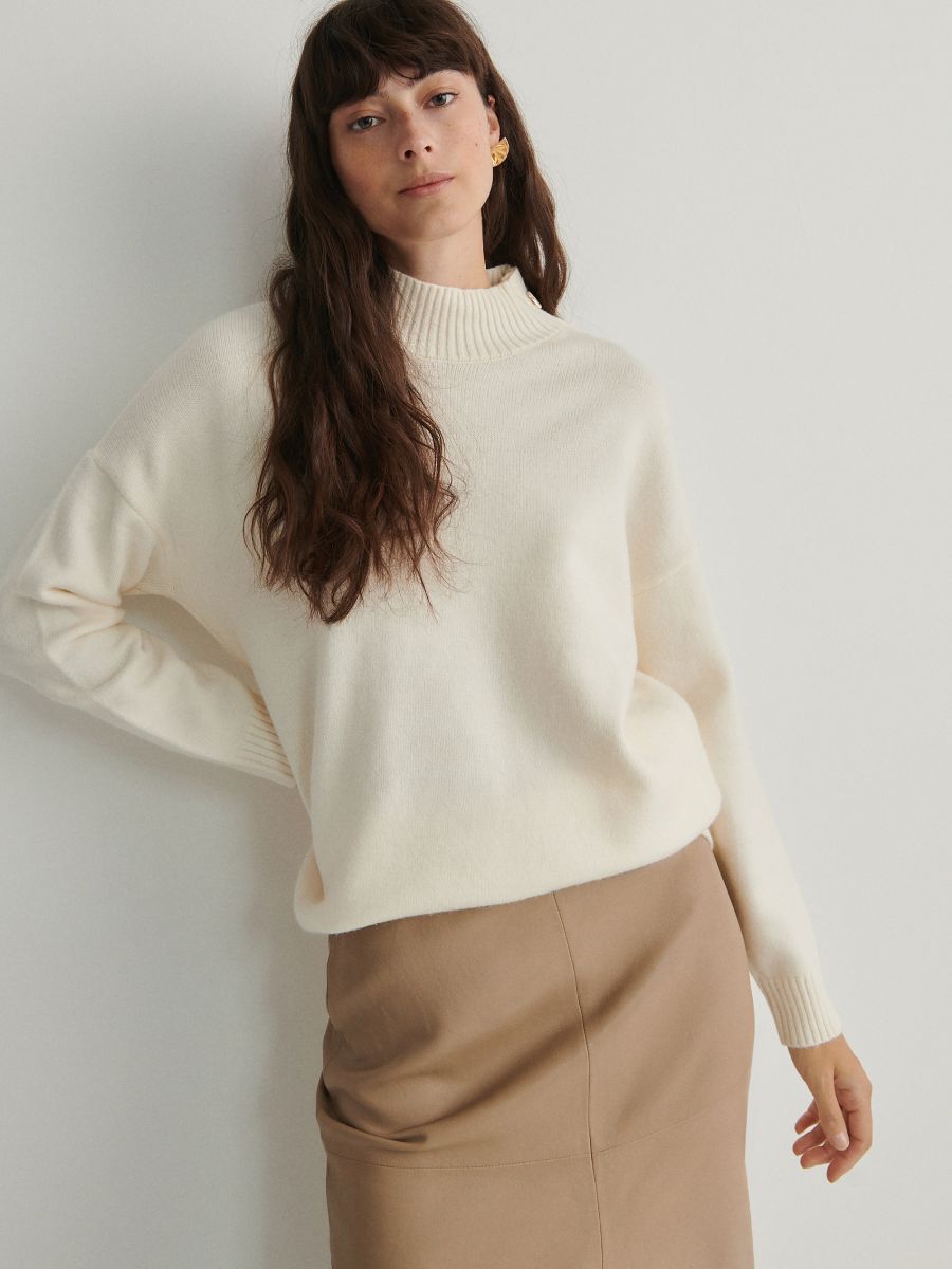 Oversized turtleneck jumper - nude - RESERVED - 3