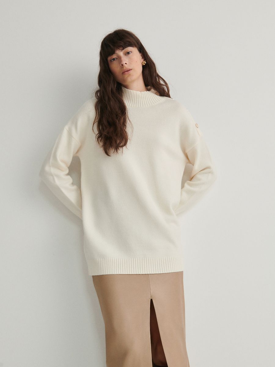 Oversized turtleneck jumper - nude - RESERVED - 4