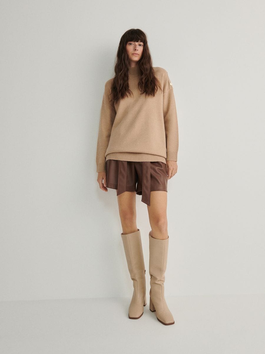 Oversized turtleneck jumper - beige - RESERVED - 2