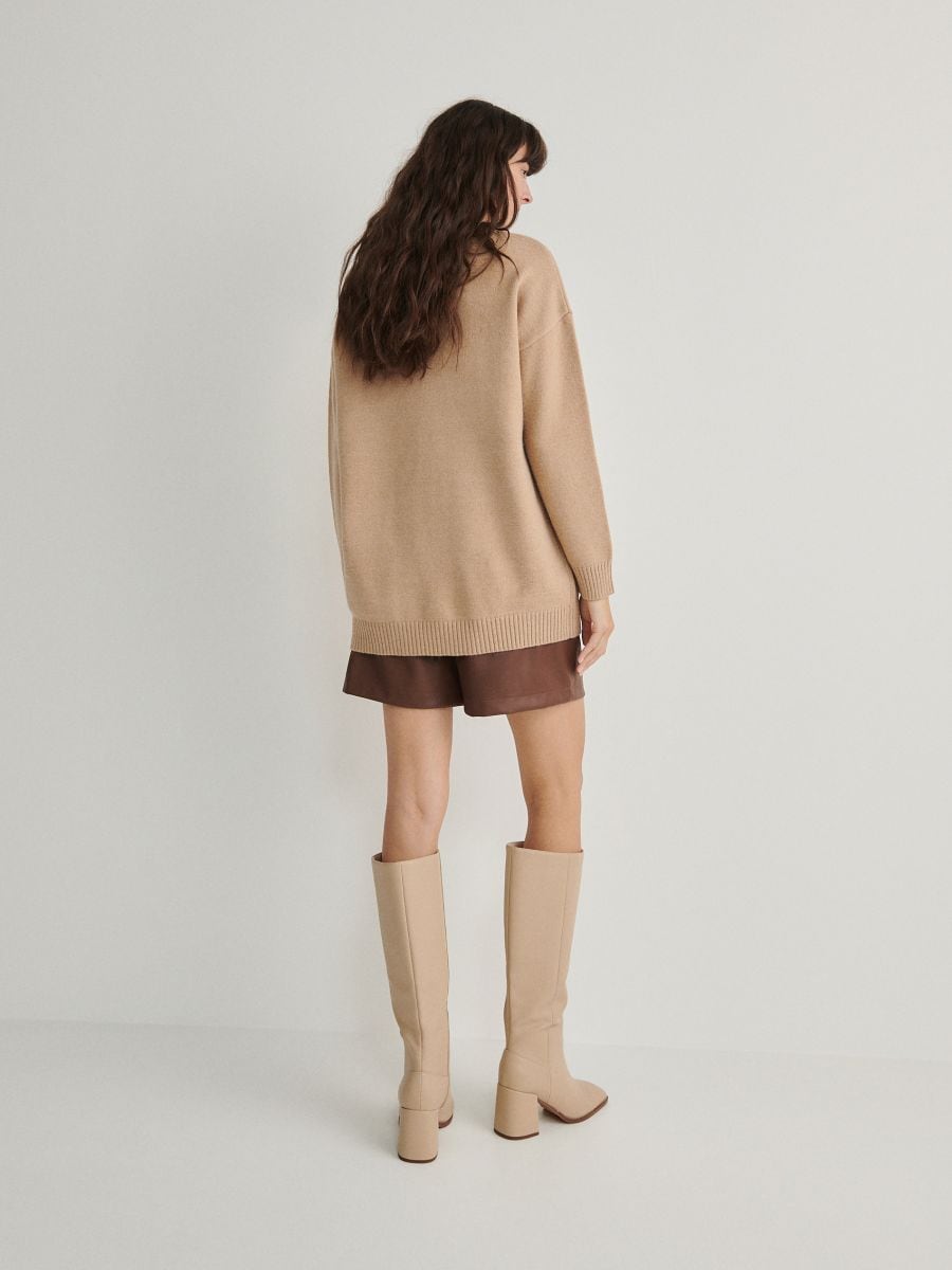 Oversized turtleneck jumper - beige - RESERVED - 4