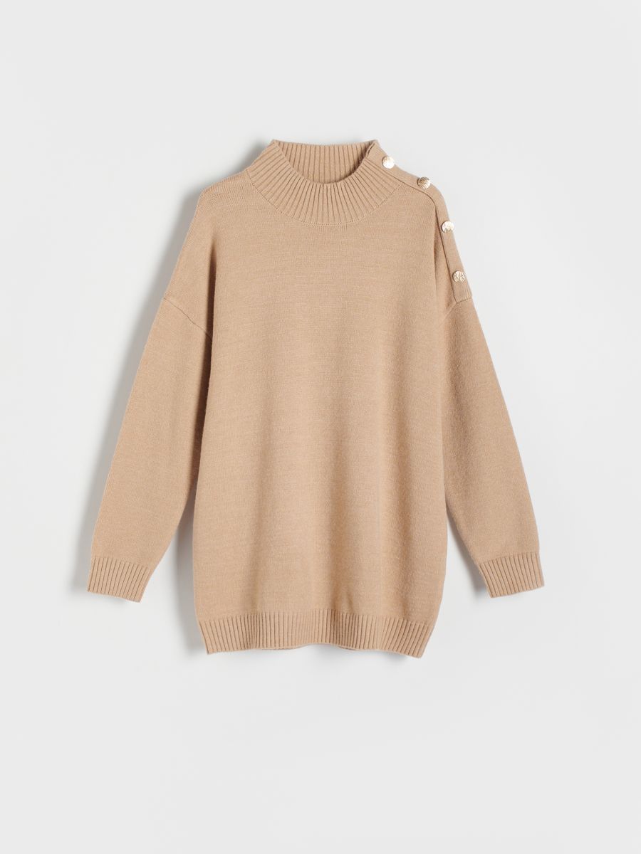 Oversized turtleneck jumper - beige - RESERVED - 5