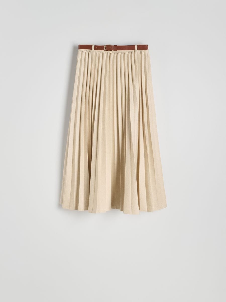 Pleated skirt beige shop