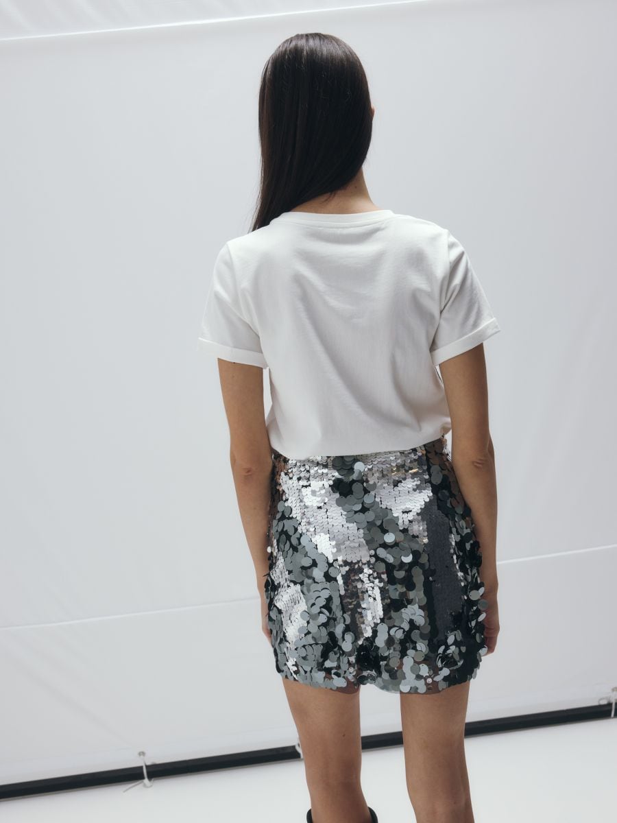 Mini-jupe à sequins - Argent - RESERVED - 7