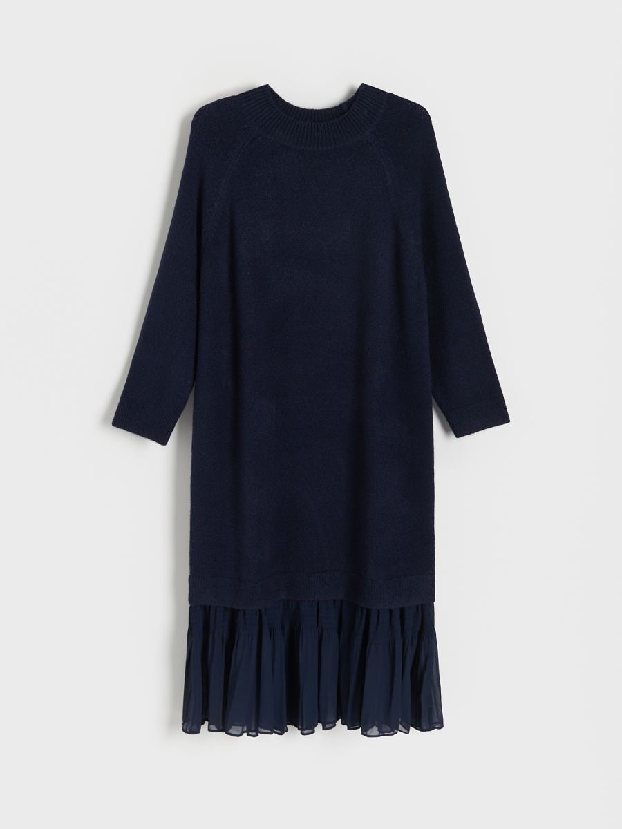 Longline jumper with ruffle hem COLOUR navy - RESERVED - 6714V-59X